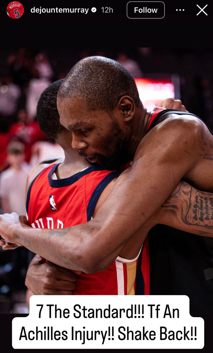 德章泰·穆雷社交媒体致敬杜兰特：7号传奇不惧